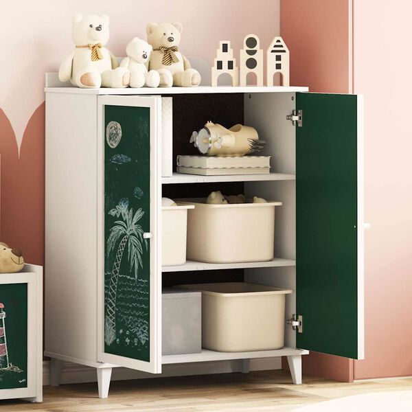 vidaXL Kaappi kahdella ovella ja liitutaulupinnalla ROROS Valkoinen