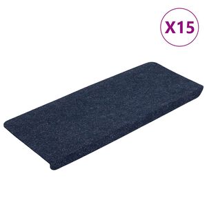 vidaXL Itsekiinnittyv&auml;t porrasmatot 15 kpl 65x24,5x3,5 cm sininen