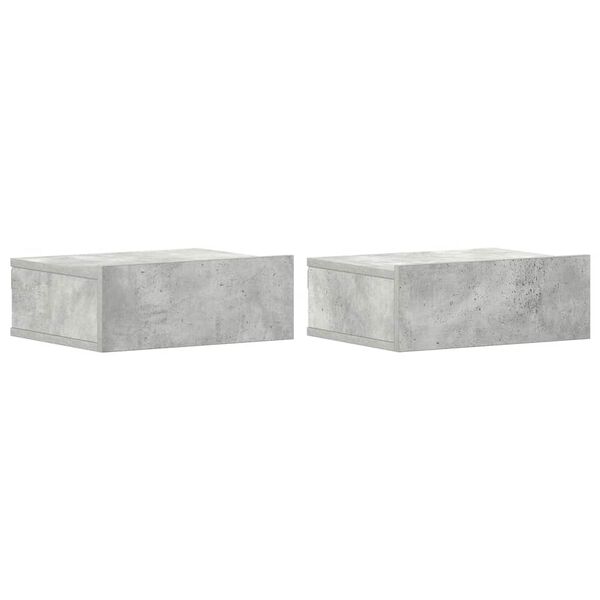 vidaXL Kelluvat yöpöydät 2 kpl betoninharmaa 40x30x15 cm tekninen puu