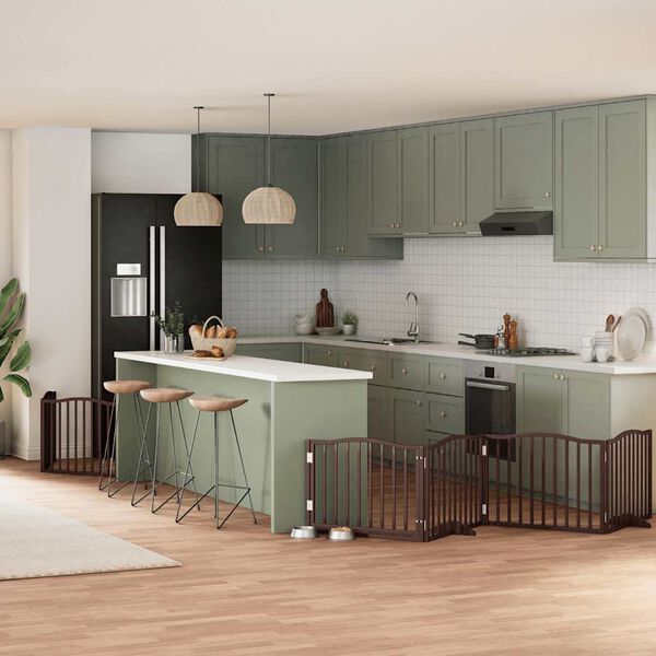 vidaXL Koiraportti kokoontaittuva 6 paneelia ruskea 480 cm poppelipuu