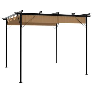 vidaXL Pergola sisäänvedettävä katto taupe 3x3 m teräs 180 g/m²