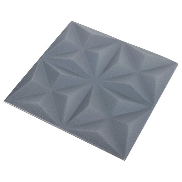 vidaXL Sein&auml;paneelit 24 pcs Origami Harmaa 50 x 50 cm XPS Vaahdon
