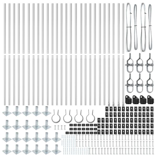 vidaXL Aitalatu Muut 26 pcs Harmaa 3,2 x 3,2 x 68,5 cm Teräs
