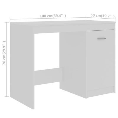 vidaXL Työpöytä valkoinen 140x50x76 cm lastulevy