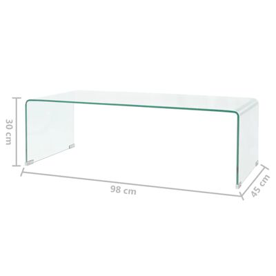 vidaXL Sohvapöytä karkaistu lasi 98x45x30 cm kirkas
