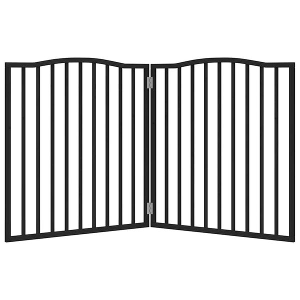 vidaXL Koiraportti kokoontaittuva 2 paneelia musta 160 cm poppelipuu