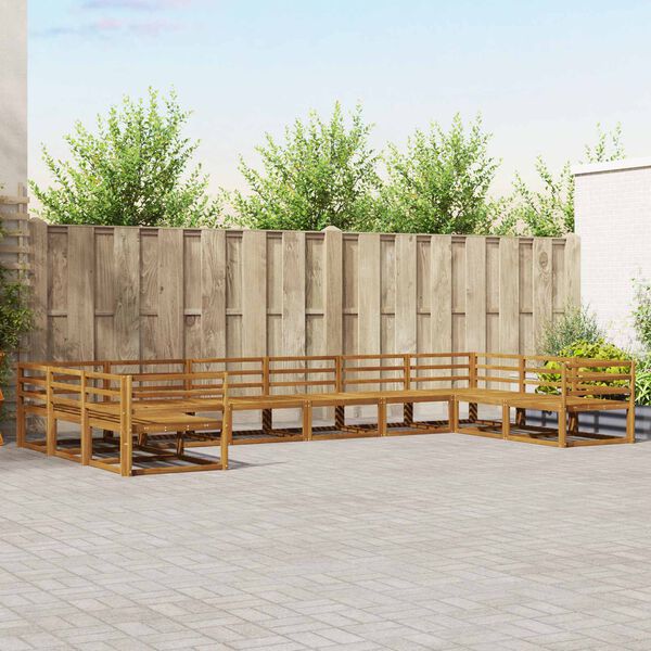 vidaXL Ulkosohvakokoelma 10 pcs Luonnollinen Tihe&auml; akasiapuu