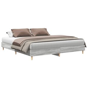 vidaXL S&auml;ngynrunko ilman patjaa harmaa Sonoma 200x200 cm tekninen puu