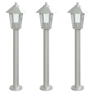 vidaXL Pylv&auml;svalaisimet 3 kpl hopea 80 cm ruostumaton ter&auml;s