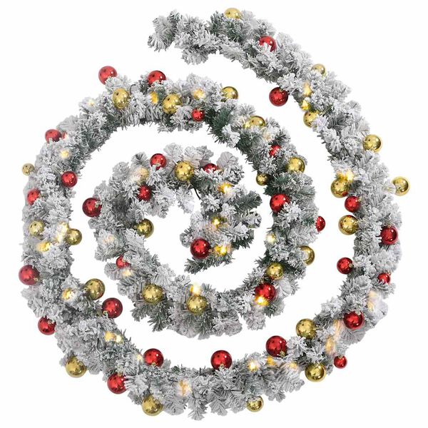 vidaXL Jouluseppele koristeilla ja LED-valoilla vihre&auml; 20 m PVC