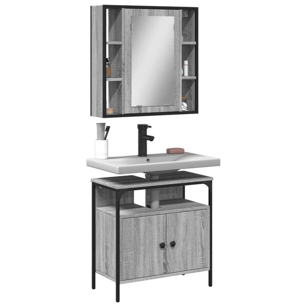 vidaXL 2-osainen Kylpyhuoneen kalustesarja harmaa Sonoma tekninen puu