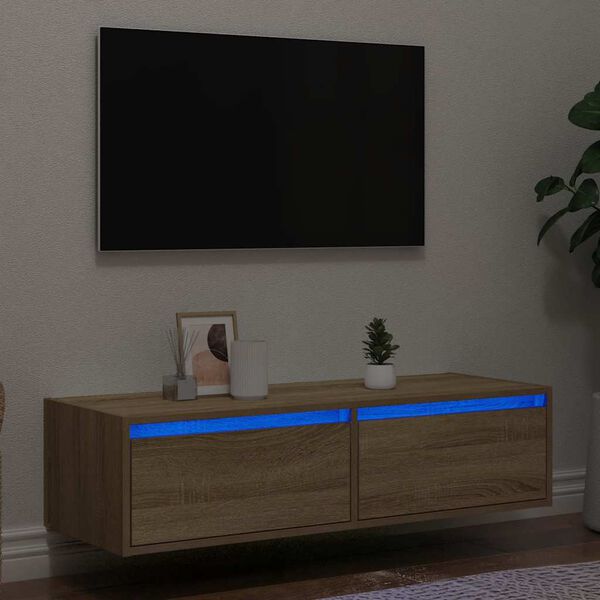 vidaXL TV-kaappi LED-valoilla sonoma tammi 100X35,5x25 cm