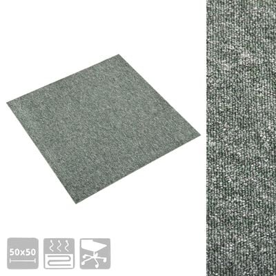 vidaXL Tekstiililaatta 20 kpl 5 m² 50x50 cm vihreä