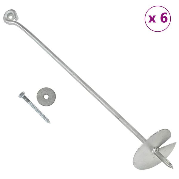vidaXL Maa-ankkuri 6 kpl 10x60cm galvanoitu metalli