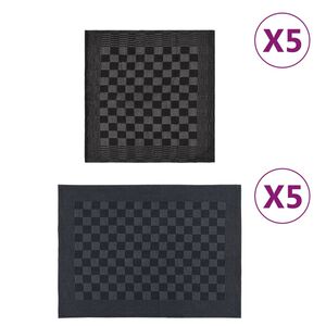 vidaXL Pyyhesetti 10 kpl mustaharmaa puuvilla
