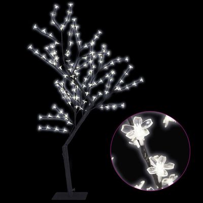 vidaXL Joulukuusi 128 kylmän valkoista LED-valoa kirsikankukka 120 cm