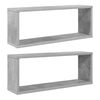 vidaXL Kuutiosein&auml;hyllyt 2 kpl betoninharmaa 60x15x23 cm tekninen puu