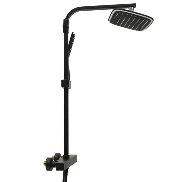 vidaXL Kaksipäinen suihkusetti sekoittimella ja letkulla musta