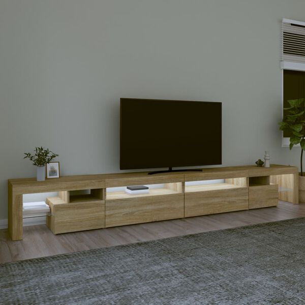 vidaXL TV-taso LED-valoilla Sonoma-tammi 290x36,5x40 cm