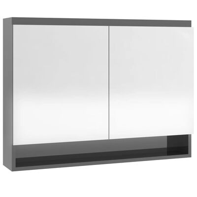 vidaXL LED kylpyhuoneen peilikaappi 80x15x60 cm MDF kiiltävä harmaa