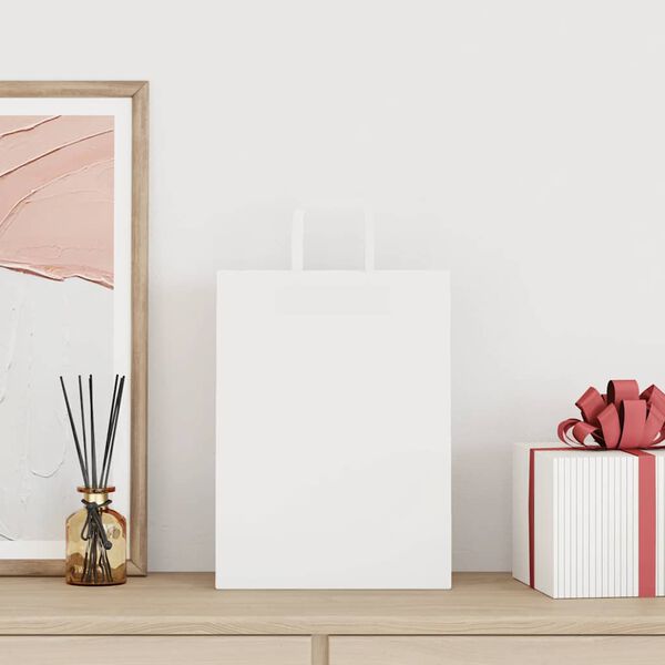 vidaXL Paperikassit 50 kpl kahvoilla valkoinen 26x12x35 cm