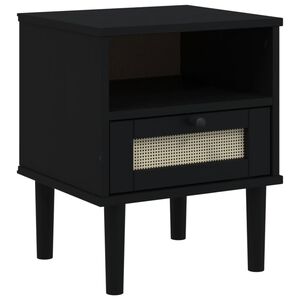 vidaXL Y&ouml;p&ouml;yt&auml; SENJA rottinkityyli musta 40x35x48 cm t&auml;ysi m&auml;nty