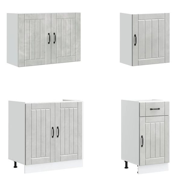 vidaXL 7osainen keitti&ouml;kaappisarja Lucca betoniharmaa suunniteltu puu