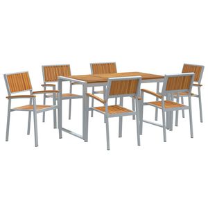vidaXL Piharuokailu setti 7 kpl Harmaa Tihe&auml; akasiapuu