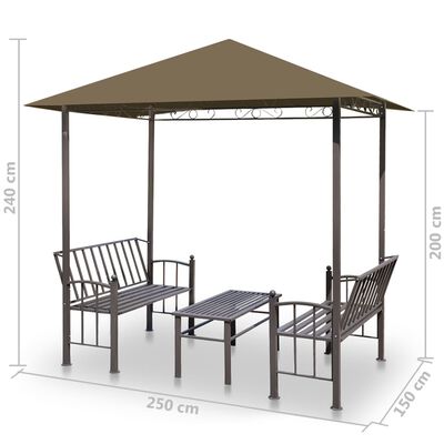 vidaXL Puutarhapaviljonki pöydällä ja penkeillä 2,5x1,5x2,4m 180 g/m²