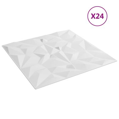 vidaXL Seinäpaneelit 24 kpl valkoinen 50x50 cm XPS 6 m² ametisti