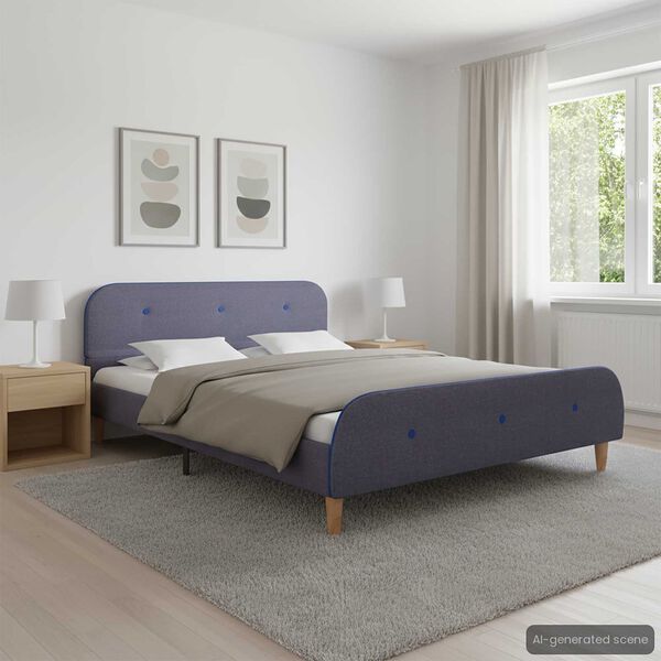 vidaXL S&auml;ngynrunko ilman patjaa Vaaleanharmaa kangas 135x190 cm