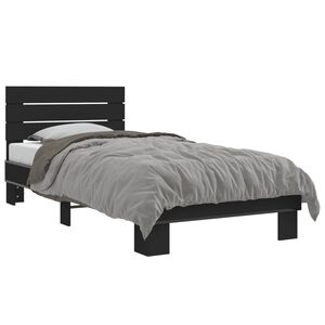 vidaXL S&auml;ngynrunko musta 90x200 cm t&auml;ysi puu ja metalli