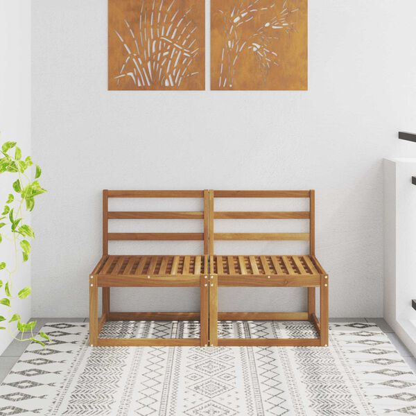 vidaXL 2 Kappale Ulkotilan keskisohva Tihe&auml; akasiapuu Luonnollinen