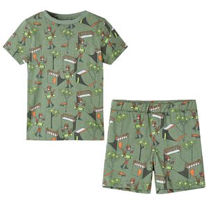 Lasten lyhythihainen pyjama vaalea khaki 104