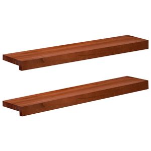 vidaXL Ikkunalautaset 2 kpl Ruskea 70 x 15 x 2 cm Kiinte&auml; py&ouml;kki
