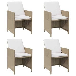 vidaXL Ulkoruokatuolit tyynyill&auml; 4 kpl beige polyrottinki