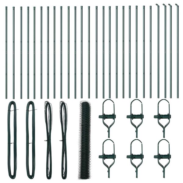 vidaXL Aita paalujen kanssa Vihreä 1 x 50 m