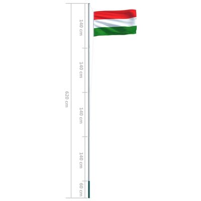 vidaXL Unkarin lippu ja tanko alumiini 6,2 m