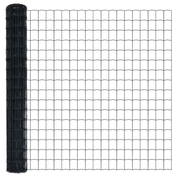 vidaXL Euroaita Harmaa 1.5 x 10 m PVC-pintainen rauta