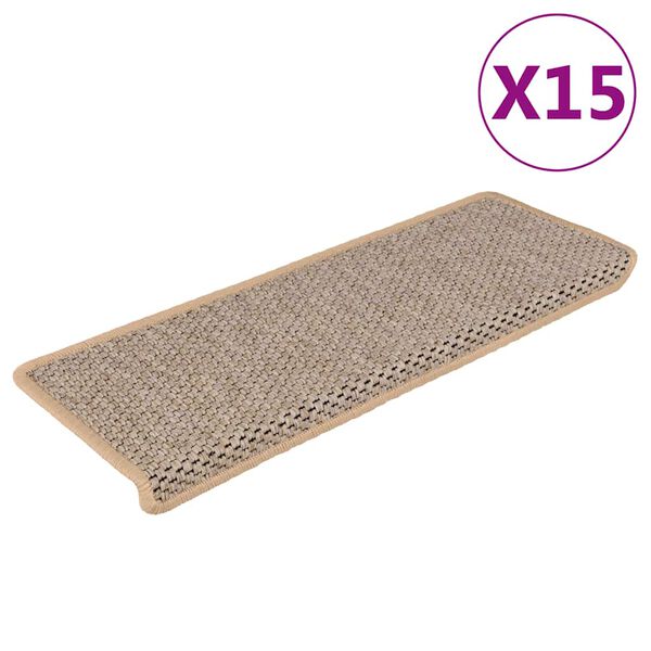 vidaXL Itsekiinnittyvät porrasmatot sisaltyyli 15kpl 65x21x4cm v.beige