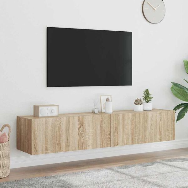 vidaXL TV-sein&auml;kaapit LED-valoilla 2 kpl Sonoma-tammi 80x35x31 cm