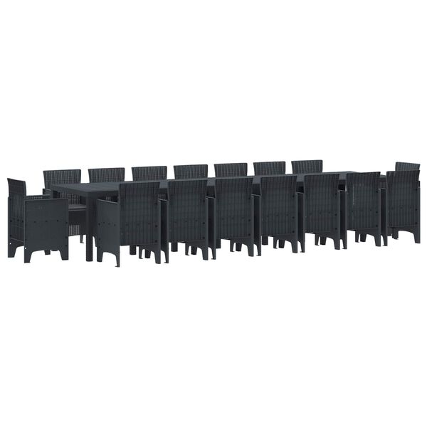 vidaXL Puutarhap&ouml;yt&auml;setti tyynyill&auml; tyynyll&auml; 17 pcs Antrasiitti PP