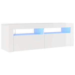 vidaXL TV-taso LED-valoilla korkeakiilto valkoinen 120x35x40 cm