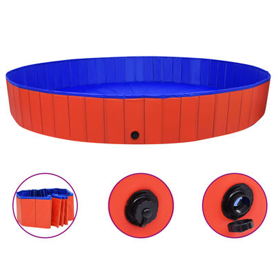 vidaXL Kokoontaitettava koiran uima-allas punainen 300x40 cm PVC
