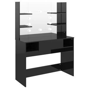 vidaXL Meikkip&ouml;yt&auml; LED-valoilla 100x40x135 cm MDF kiilt&auml;v&auml; musta