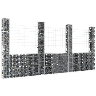 vidaXL U-muotoiset kivikorit 4 pylväällä rauta 380x20x200 cm