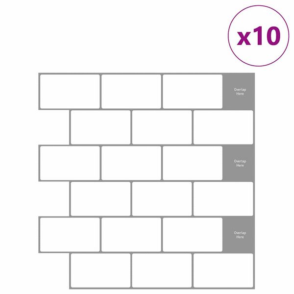 vidaXL Metrolaatta 10 pcs Valkoinen harmaa 30,5 x 30,5 cm