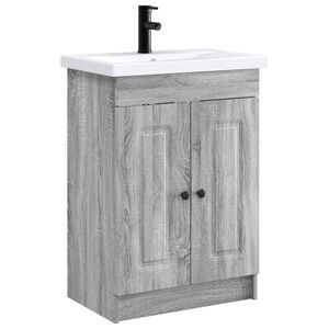 vidaXL Kylpyhuonekalustesetti Harmaa Sonoma 56 x 37,5 x 81 cm