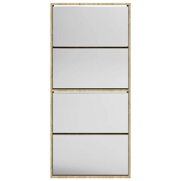 vidaXL Kenk&auml;kaappi peileill&auml; 4 kerrosta Tammenv&auml;rinen 63x17x134 cm