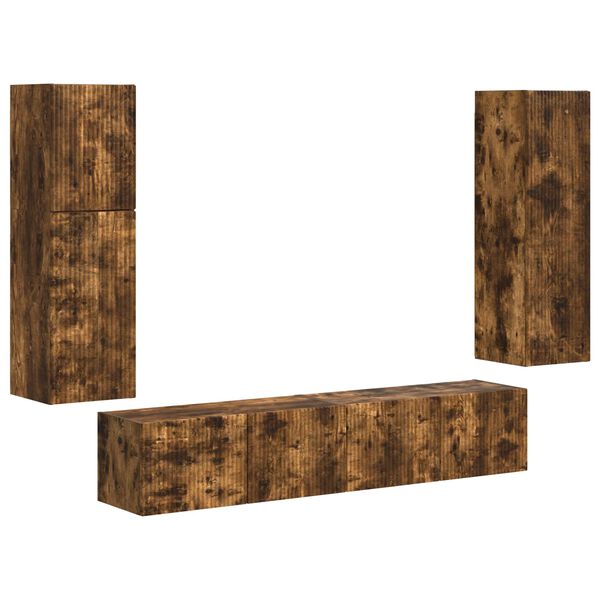 vidaXL TV-tasosetti Sein&auml;kiinnitett&auml;v&auml; 4 pcs Savup&auml;hkin&auml; Tekninen puu